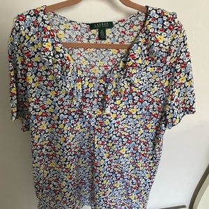 Lauren Ralph Lauren Floral Blouse Sz 2X